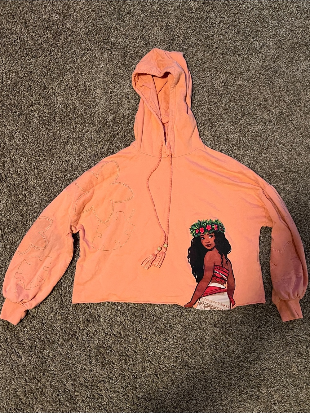 Disney Peach Hoodie with Tropical Princess Graphic